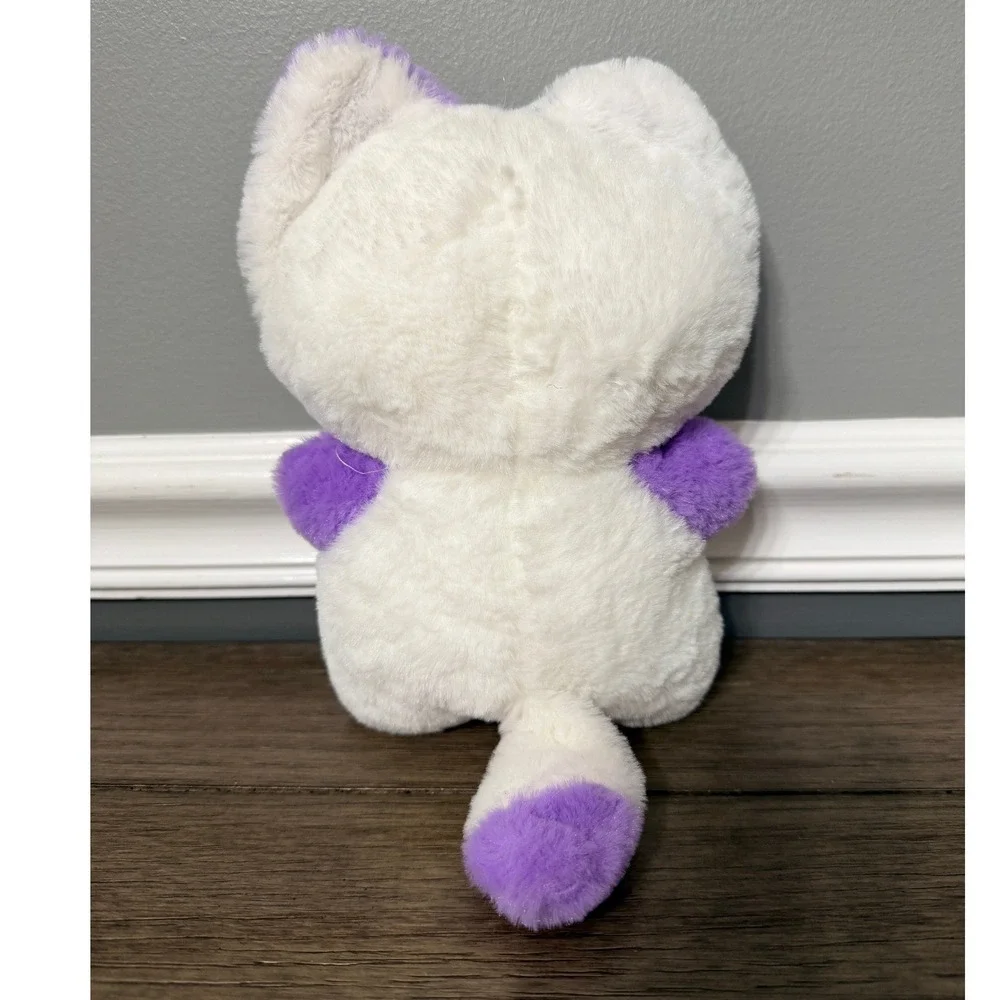 Purple and‎ White Cat Plush Stuffed Animal Kawaii Style Kitten Toy